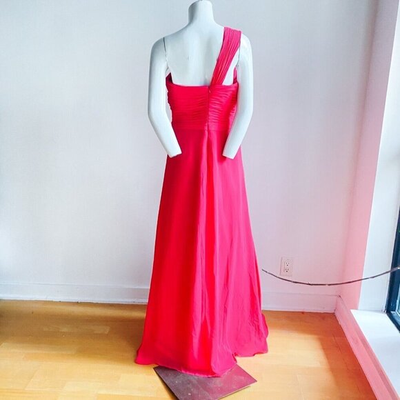 TWO by Rosa Clara Pink Chiffon Ruched Rhinestone Detail Gown with  Sheer Cape 12 - Picture 6 of 10